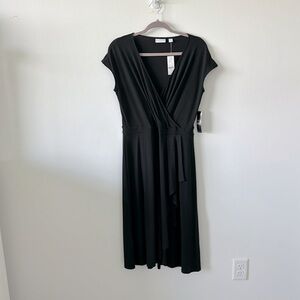 NWT NY&Co Black Faux Wrap Stretch Dress size Medium